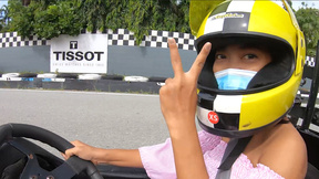 Charming Thai amateur teen GF go karting & recorded on video after