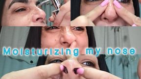 Erotic play with oil on my nose!
