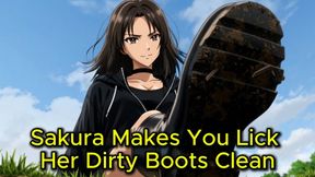POV Dirty Boot Worship - Sakura Makes You To Lick & Clean Her Muddy Combat Soles