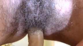 anal with big dildo in close-up
