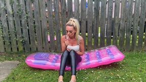 Smoking in the garden and popping my inflatable HD