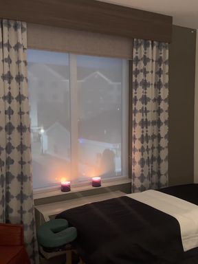 Candlelit bedroom window