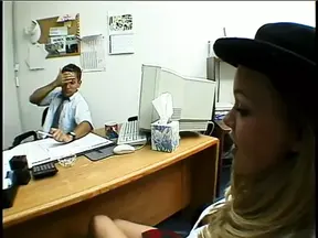 Young blond chick having hardcore sex in office