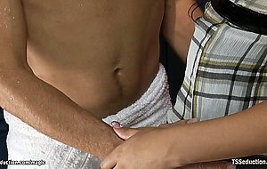 Tall shemale fucks football player
