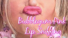 Bubblegum Pink Lipstick Lip Sniffing (HD) WMV