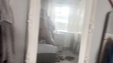 Riding myself with my dildo in front of mirror