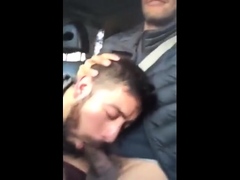 Morning blow job while driving his boy at his work place