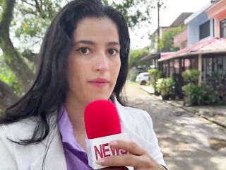 A Hawt Reporter Gets a Hard Screw for Breaking the News!