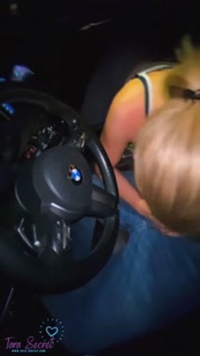 Slutty Girl sucking Dick in Car and Swallow all his Cum for driving her home - Tara Secret