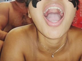 Giving my man a real deep throat blowjob lesson