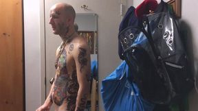 Fully Tatted Guy Jerking Off