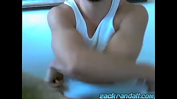 Naughty jock Zack Randall sucks himself and masturbates solo