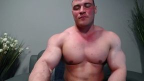 Hot ass show, foreskin time, 47 size feet show, flexing, wanking, nipple play, biceps kissing and licking with big tongue