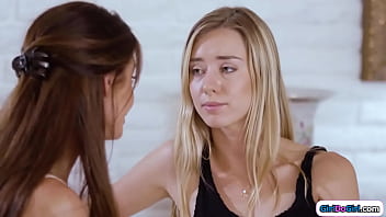 GirlDoGirl.com - Busty stepmom gives her stepdaughter a kiss to show shes still sexy.The blonde needed that and the lesbians make out.The big tits milf licks pussy