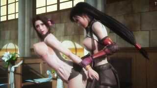 Aerith and Tifa passionate sex - Final Fantasy 7 Futa