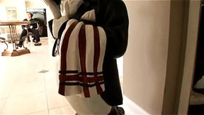 Dark Slut gets her white twat and black pussy slammed by two big black and white cocks