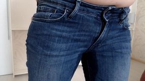 Jeans wetting closeup