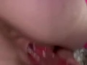 Tight pussy grips on thick dildo, see more on F2F