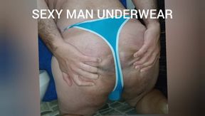 Sexy blue thong and cum