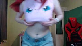busty redhead babe fingering tight wet pussy