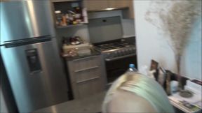 Fucked rough in the kitchen and swallowed sperm