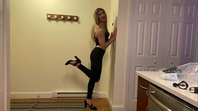 Slutty Blonde Crossdresser Showing Off Outfit
