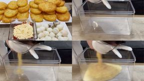 ASMR | Creamy potatoes and eggs intertwine, spilling out in a slippery, satisfying flow.