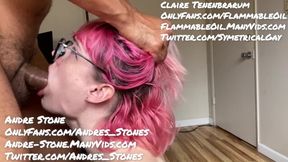 TS Claire Tenenbrarum face fucked then milks huge cock