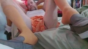 Chat with Pops in gold Sox and loafers