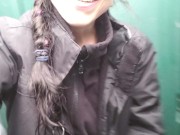 Nerdy Girl Hosing Down A Urinal With Her Piss