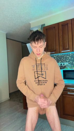 I Couldnt Stop Stroking My Big Cock Until I Covered the Floor in Sperm