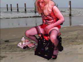 Love Glider Dildo Exploration by Mrs Samantha, Riding the Monkey Rocker on the Beach!