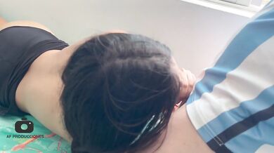 My stepsister squirted hard watching her big ass get fucked at my window