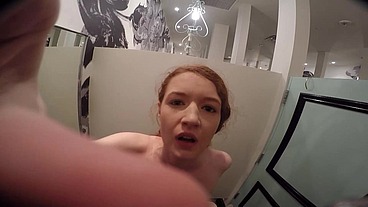 Redhead Abby Rain Loves Sucking Cock and Getting it Deep in Her Pussy