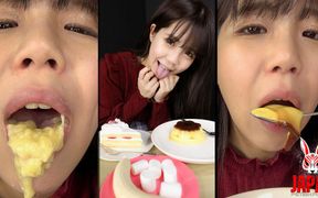 Fuu Natsuhi Chews Various Foods with Her Mouth Open for Your Delight