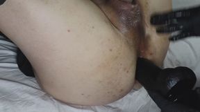 Monster dildo and fisting my slave