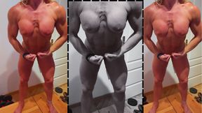 Nude Female Bodybuilder Flexes Her Pumped Muscles &amp; Tits