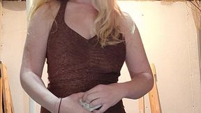 smoking a Marlboro Light 100 in my sexy gold dress