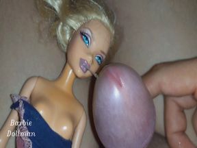 Creampie with blonde bitch doll playing wth cum in her mouth