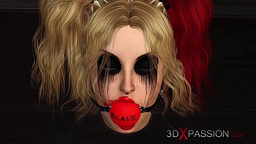 Hardcore dickgirl bangs hard a sexy Harley Quinn in the basement