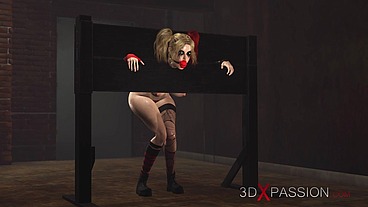 Hardcore dickgirl bangs hard a sexy Harley Quinn in the basement