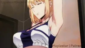 Cartoon GF gives a wet BJ under shower
