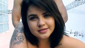 ”Chubby Girl With Nosering Eats Prick”