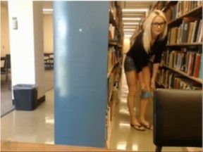 Hot webcam blonde gets nude in the library
