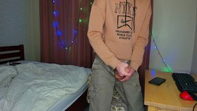 college twink strokes huge dick after long day