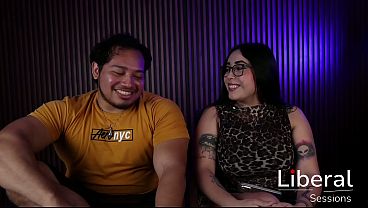 Latina gf with big natural tits gives a wild double blowjob