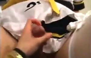 Amateur Asian CD cums while riding cock