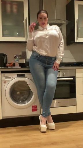 Jeans Day to Work Big Ass Satin Secretary JOI