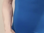 Jerking off a huge cock in spandex