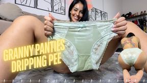 Granny panties dripping pee